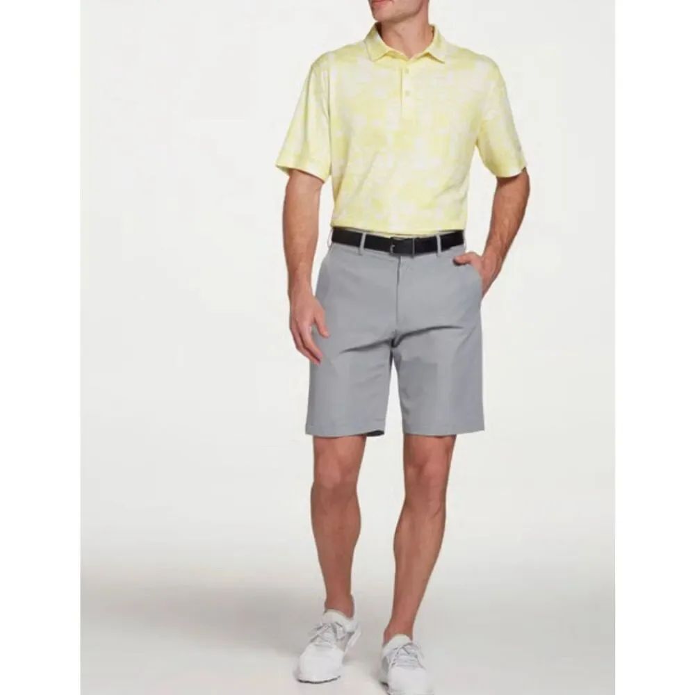 Walter Hagen Pale Yellow Perfect 11 Tropical Convo Golf Polo Shirt Size Large